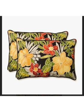 Outdoor/indoor Clemens Noir Lumbar Pillows 18.5" x 11.5" Black 2 C